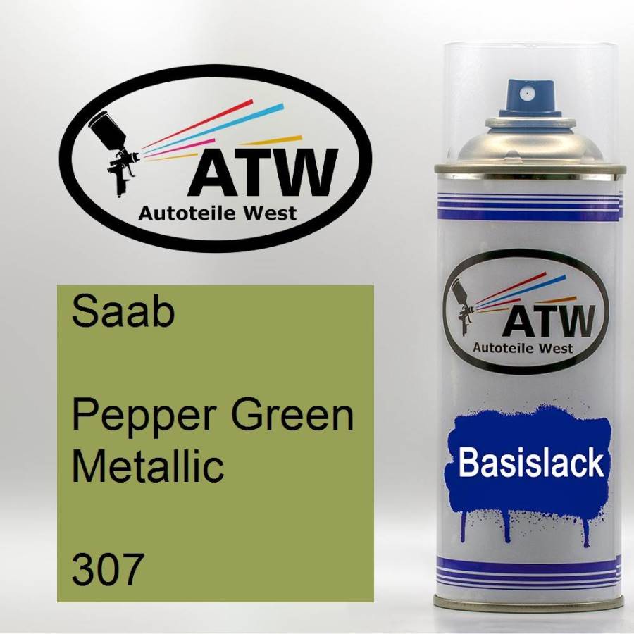 Saab, Pepper Green Metallic, 307: 400ml Sprühdose, von ATW Autoteile West.
